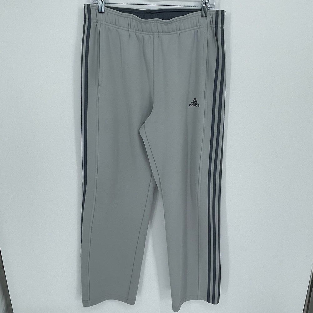 Adidas Men's Gray Climawarm 3-Stripe Fleece Track Pants Size Large